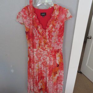 Silkl Dress by Adrianna Papell, size 12, pink and orange